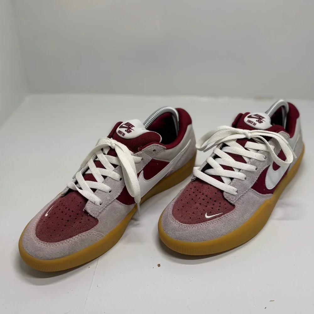 Nike SB Force 58 Red White Gum Sole Suede Sneakers Men’s 8.5 Skate Shoes - Picture 3 of 15
